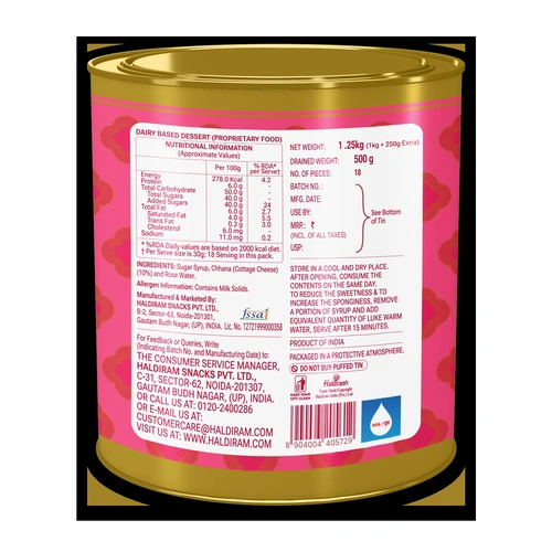 Haldiram Rasgulla 1.25 Kg