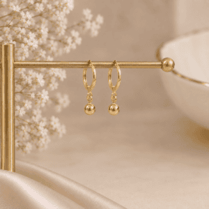 Zivishq Anti Tarnish Classic Polished Ball Bead Dangle Huggie Earrings