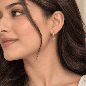Zivishq Anti Tarnish Gold Plated Puffy Heart Charm Huggie Hoop Earrings