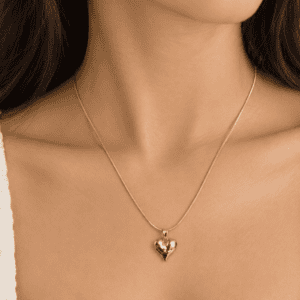 Zivishq anti-tarnish stainless steel Sculpted Elongated Heart Pendant Snake Chain Necklace