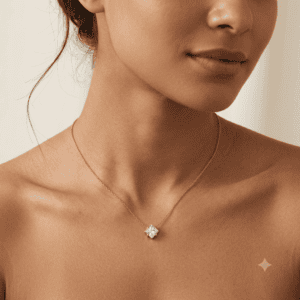Zivishq Anti-Tarnish Gold Diagonal Princess-Cut Solitaire Pendant Necklace