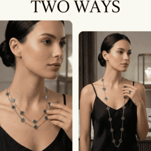 Zivishq Anti-Tarnish Silver Convertible Clover Station Long & Layered Necklace
