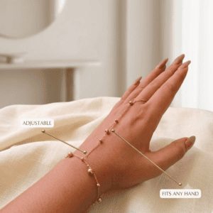 Zivishq Anti-Tarnish Gold Beaded Station Hathphool Hand Harness Bracelet