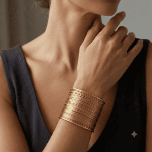 Zivishq Anti-Tarnish Gold Multi-Strand Wire Texture Open Cuff Bracelet