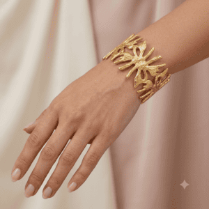 Zivishq Anti-Tarnish Gold Organic Abstract Branch Open Cuff Bracelet