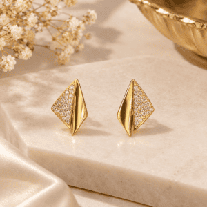 Zivishq Anti Tarnish Geometric Diamond Shape CZ Pav? Stud Earring