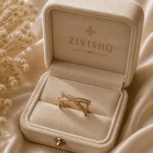 Zivishq Anti-Tarnish Gold CZ Criss-Cross Adjustable Statement Ring