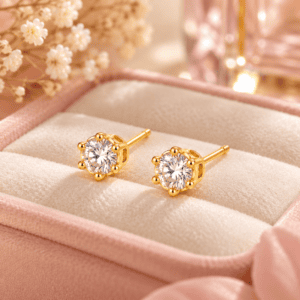 Zivishq Anti Tarnish Gold Plated Classic Round Solitaire Stud Earrings for Women