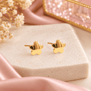 Zivishq Anti Tarnish Gold Plated Minimalist Glossy Flower Stud Earrings for Women