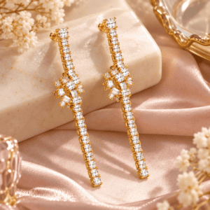 Zivishq Anti Tarnish Gold Plated Long Dangle Tassel Cluster Earrings for Women