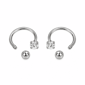 Zivishq Anti Tarnish Silver Plated Horseshoe Barbell Piercing Hoop Earrings