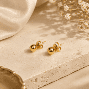 Zivishq Anti Tarnish Gold Plated Classic Gold Ball Stud Earrings
