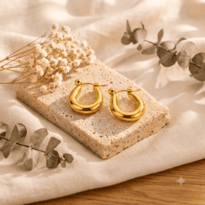 Zivishq Anti-Tarnish Gold Chunky U-Shape Huggie Hoop Earrings