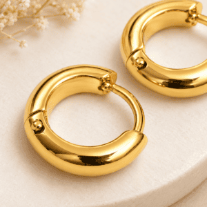 Zivishq Anti-Tarnish Gold Large Chunky Tubular Huggie Hoop Earrings