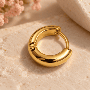 Zivishq Anti-Tarnish Gold Small Chunky Tubular Huggie Hoop Earrings