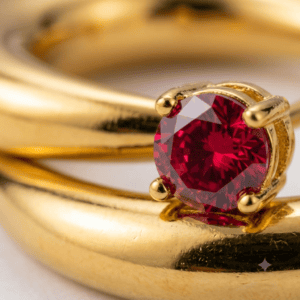 Zivishq Anti-Tarnish Gold Crescent Drop Ruby Red CZ Solitaire Post Hoop Earrings