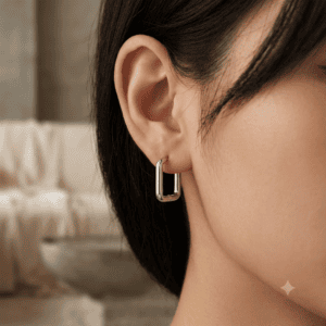 Zivishq Anti-Tarnish Gold Crescent Drop Emerald Green CZ Solitaire Post Hoop Earrings