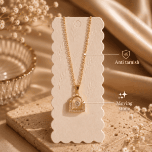 Zivishq Anti-Tarnish Gold Arch Moving Stone Crystal Pendant Necklace for Women