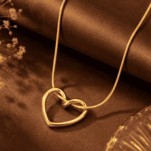 Zivishq Anti-Tarnish Gold Open Heart Pendant Snake Chain Necklace for Women