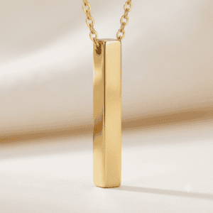 Zivishq Anti-Tarnish Gold Minimalist Vertical 3D Bar Pendant Necklace for Women