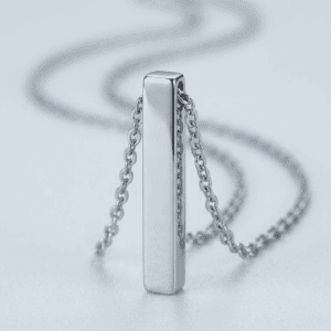 Zivishq Anti-Tarnish Silver Minimalist Vertical 3D Bar Pendant Necklace for Women
