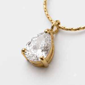 Zivishq Anti-Tarnish Gold Pear Cut Cubic Zirconia Solitaire Teardrop Pendant Necklace