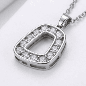 Zivishq Anti-Tarnish Silver Open Trapezoid Pav? Crystal Halo Pendant Necklace