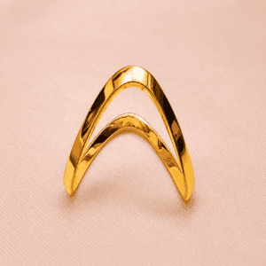 Zivishq anti-tarnish stainless steel Double Arch Chevron V Ring