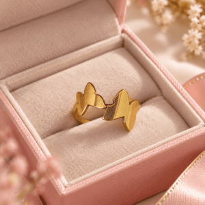 Zivishq anti-tarnish stainless steel Dual Brushed Butterfly Open Charm Ring