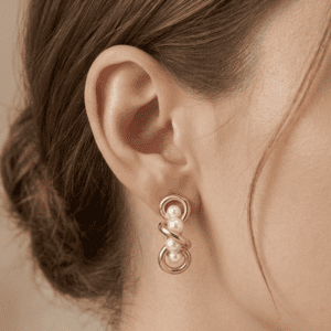 Zivishq Anti Tarnish Infinity Twisted Faux Pearl Hoop Earrings