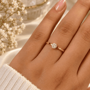 Zivishq anti-tarnish stainless steel Classic Six Prong Round Solitaire Ring