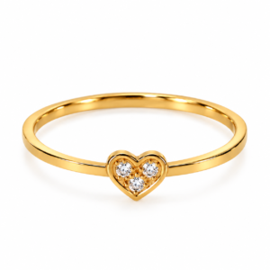 Zivishq anti-tarnish stainless steel Sparkling Pave Zircon Golden Heart Thin Band Ring