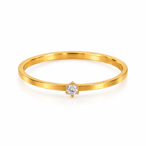 Zivishq anti-tarnish stainless steel Ultra Dainty Minimalist Single Zircon Solitaire Ring