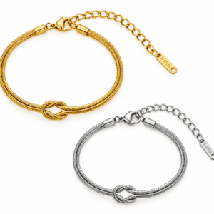 Zivishq Anti tarnish gold plated Matching Infinity Love Knot Couple Bracelet Set - Anti Tarnish Stainless Steel Snake Chain